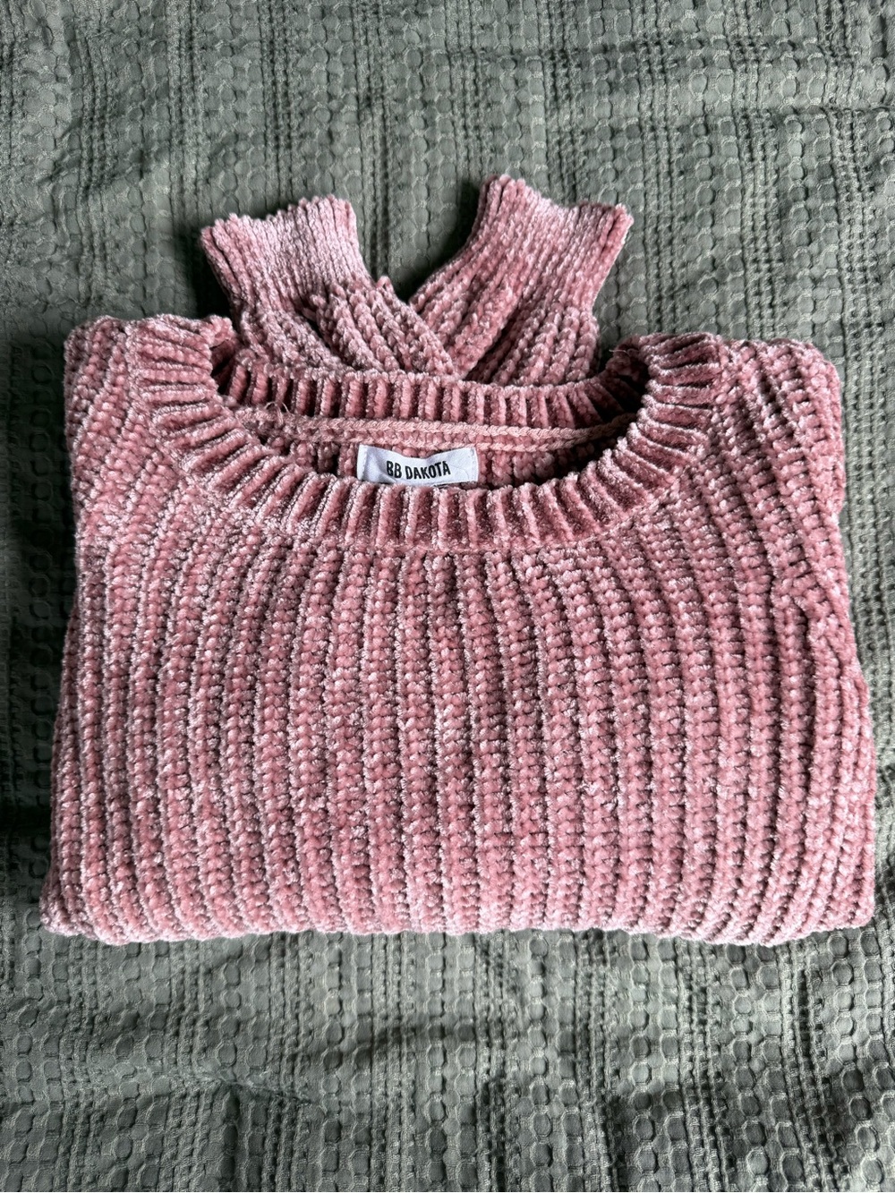 BB Dakota Dusty Rose Chenille Rib Crewneck Sweater